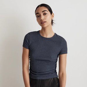 NWT Madewell Ruched Crew Neck Top Midnight color  Sz L